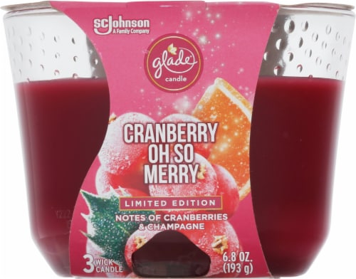 Glade Cranberry Oh So Merry 3 Wick Candle Perspective: bottom