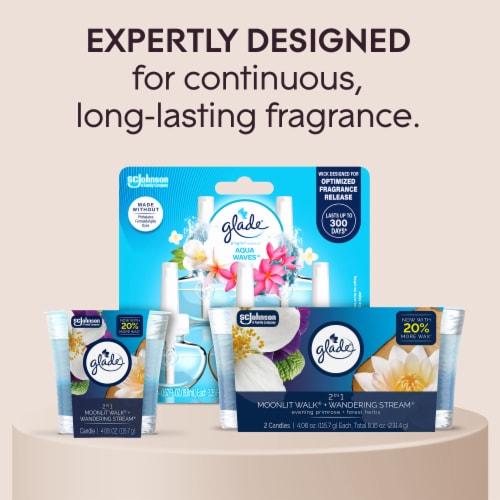 Glade 2in1 Single Wick Candles, Moonlight Walk + Wandering Stream, 8.16 oz, 2 Count Perspective: bottom