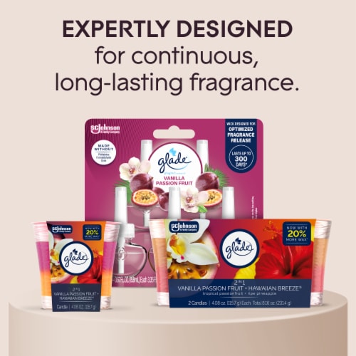 Glade 2in1 Single Wick Candles, Hawaiian Breeze + Vanilla Passionfruit, 8.16 oz, 2 Count Perspective: bottom