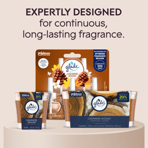 Glade Single Wick Candles, Cashmere Woods, 8.16 oz, 2 Count Perspective: bottom