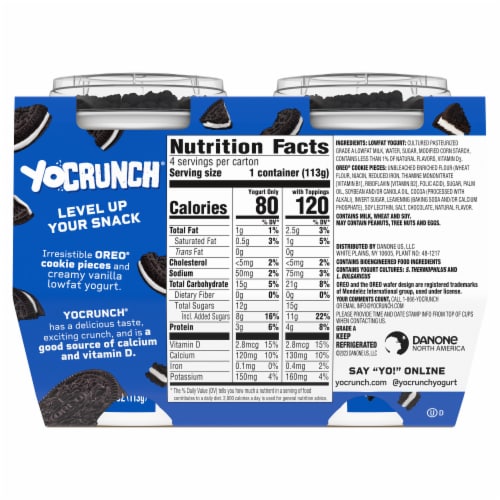 YoCrunch Vanilla Low Fat Yogurt Cups with OREO(R) Cookie Pieces Perspective: bottom