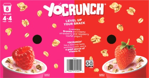 YoCrunch Strawberry & Raspberry Lowfat Yogurt with Kellogg's Granola Perspective: bottom