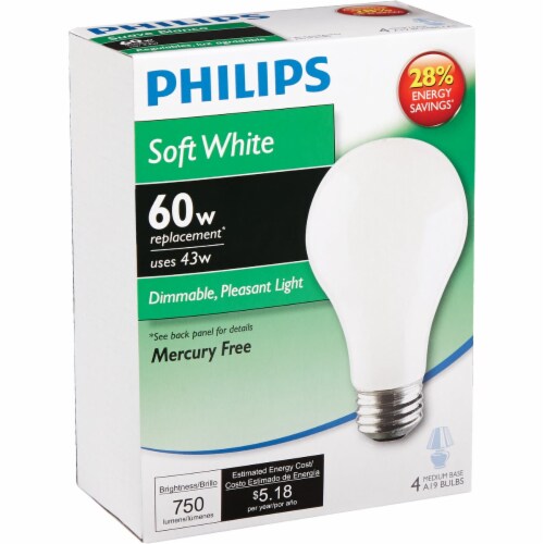 Philips EcoVantage 43-Watt (60-Watt) Medium Base A19 Light Bulbs Perspective: bottom