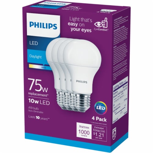 Philips 10-Watt (75-Watt) A19 LED Light Bulbs Perspective: bottom