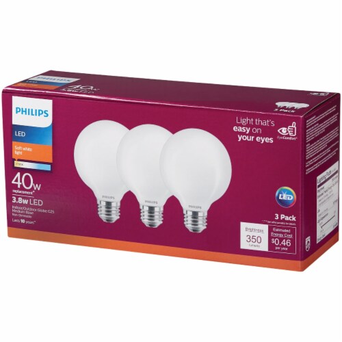 Philips 3.8-Watt (40-Watt) Medium Base Globe G25 LED Light Bulbs Perspective: bottom