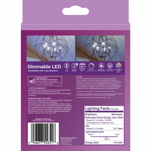 Philips 6.6-Watt (75-Watt) E26 A11 Bent Candle Tip LED Light Bulbs Perspective: bottom