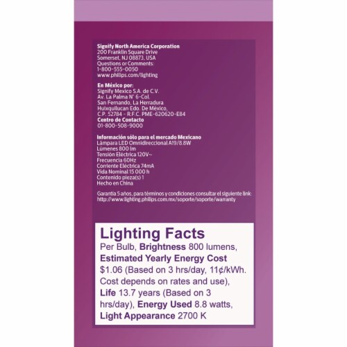 Philips 8.8-Watt (60-Watt) Outdoor A19 LED Light Bulb Perspective: bottom