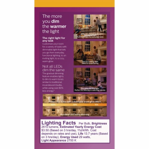 Philips 29-Watt Dimmable LED Light Bulb Perspective: bottom