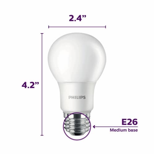 Phillips 11-Watt 75-Watt A19 LED Light Bulb Soft White 2700K Perspective: bottom