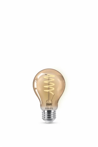 Philips 6.5-Watt (60-Watt) A19 Vintage LED Dimmable Light Bulb - Amber Light (2000K) Perspective: bottom
