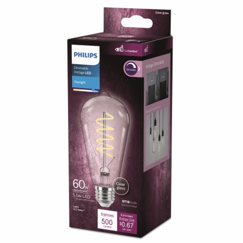 Philips 5.6-Watt (40-Watt) ST19 Vintage LED Dimmable Light Bulb - Daylight (5000K) Perspective: bottom