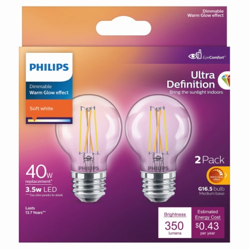 Philips 3.5-Watt (40-Watt) G16.5 LED Globe Dimmable Flicker Free Light Bulb - Soft White (2700K) Perspective: bottom