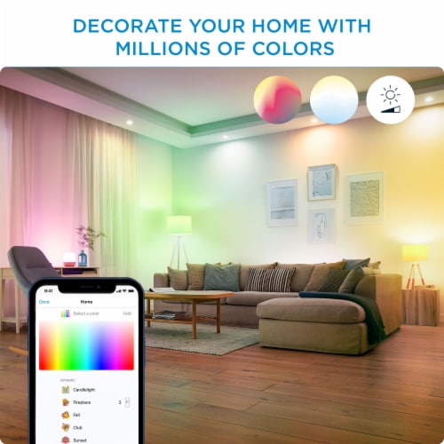 WiZ 8.8 watts 60-Watt A19 Smart Color Light Bulb Multi Color and Kelvin Perspective: bottom