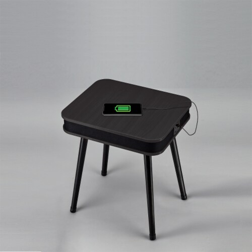Square Speaker End Table - Black Perspective: bottom