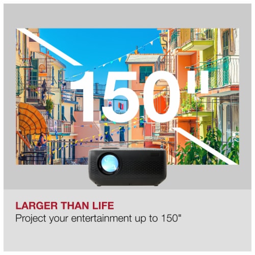 GPX Rechargable Bluetooth Projector - Gray/Black Perspective: bottom