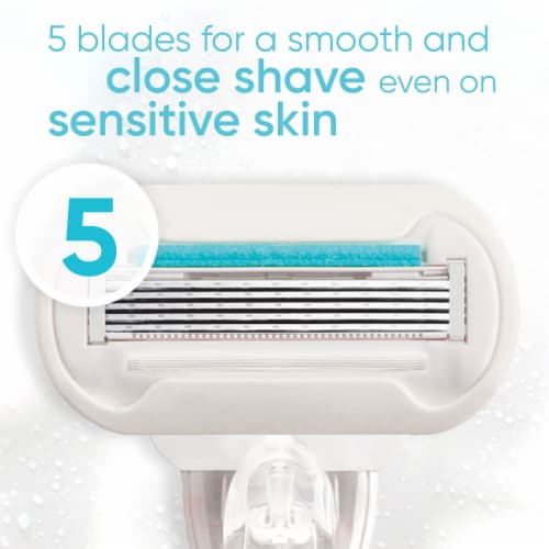 Gillette Venus Deluxe Smooth Sensitive Women's 5-Blade Razors Handle and Refill Cartridges Perspective: bottom