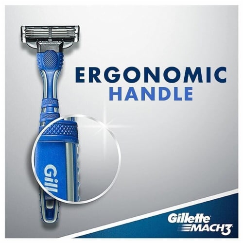 Gillette Mach3 Men's Smooth Blue Pivot 3-Blade Disposable Razors Perspective: bottom
