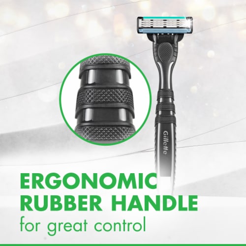 Gillette Mach3 Men's Sensitive Green 3-Blade Disposable Razors Perspective: bottom