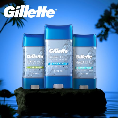 Gillette Power Rush Clear Gel Twin Pack Antiperspirant and Deodorant Perspective: bottom