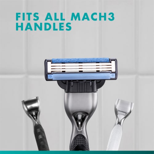Gillette Mach 3 Razor Blade Refills, with Lubrication Strip, 3-Blade Razor Blades for Close Shave Perspective: bottom