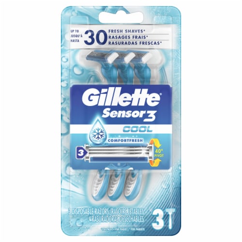 Gillette Sensor3 Cool Men's Disposable Razors Perspective: bottom