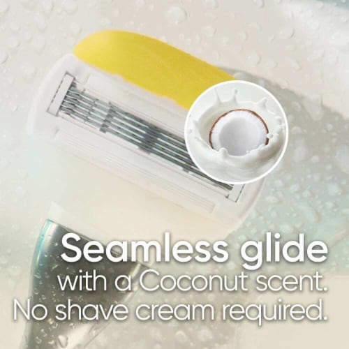 Gillette Venus Comfortglide plus Olay Coconut Women's Razors Handle and Cartridges Perspective: bottom