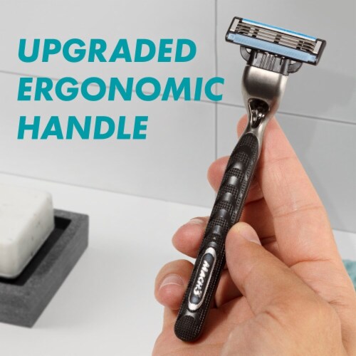 Gillette Mach3 Men's 3-Blade Razor Handle + Blade Refill Cartridges Value Pack Perspective: bottom
