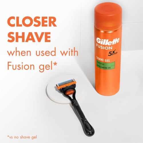 Gillette Fusion5 Razor, Refills, and Fusion Ultra Sensitive Shave Gel Holiday Gift Pack Perspective: bottom