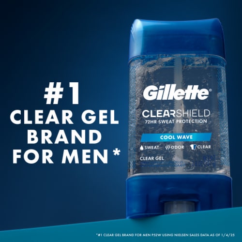 Gillette Clear Gel Antiperspirant and Deodorant for Men Cool Wave Scent 3.8 oz 3 Pack Perspective: bottom