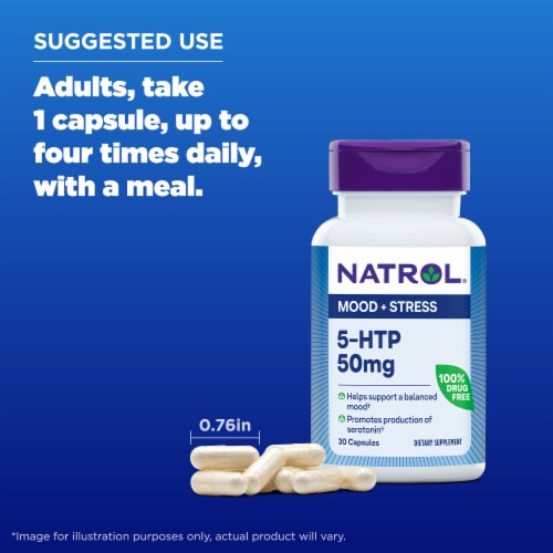 Natrol® Mood and Stress 5 HTP Capsules 50 mg Perspective: bottom