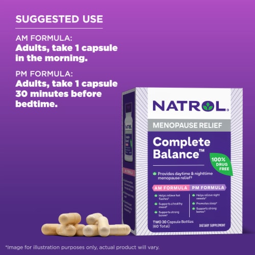 Natrol® Menopause Health Complete Balance A.M./P.M. Capsules Perspective: bottom
