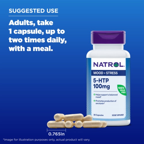 Natrol® Mood and Stress 5 HTP Capsules 100 mg Perspective: bottom