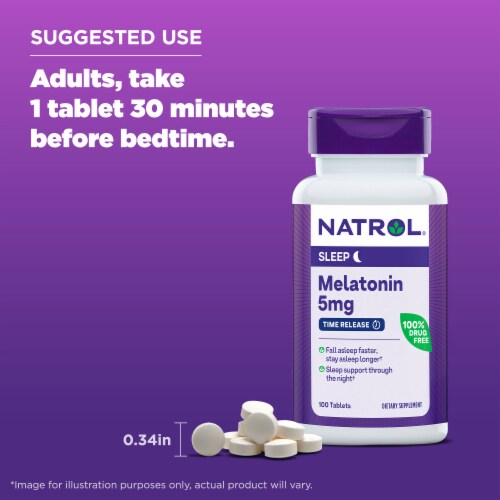 Natrol Melatonin Time Release Sleep Tablets 5mg Perspective: bottom