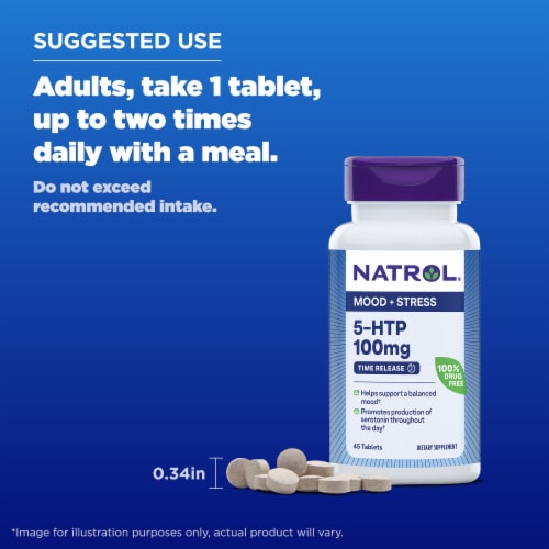 Natrol® Mood and Stress 5 HTP Time Release Tablets 100 mg Perspective: bottom