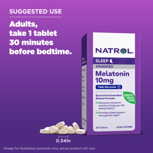 Natrol® Melatonin Advanced Sleep Aid Supplement Time Release Tablets Perspective: bottom