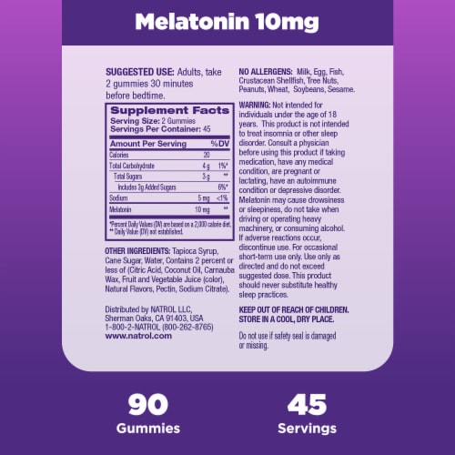 Natrol® Melatonin Sleep Aid Supplement Strawberry Flavored Gummies Perspective: bottom