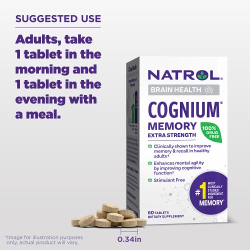 Natrol Cognium Extra Strength Tablets Perspective: bottom