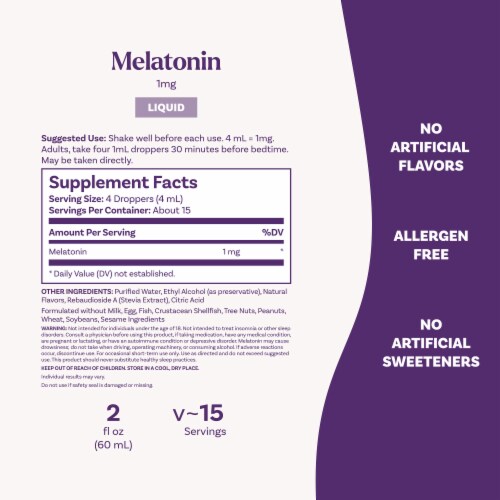 Natrol® Sleep Melatonin Berry Liquid 1 mg Perspective: bottom