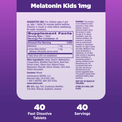 Natrol® Kids Sleep Melatonin Strawberry Fast Dissolve Tablets 1 mg Perspective: bottom