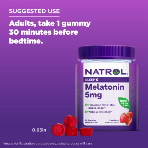 Natrol® Melatonin Sleep Aid Supplement Strawberry Flavored Gummies Perspective: bottom