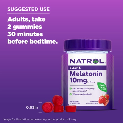 Natrol® Melatonin Sleep Aid Supplement Strawberry Flavored Gummies Perspective: bottom