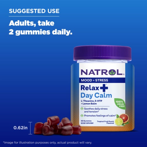 Natrol® Mood and Stress Relax+ Day Calm Tropical Fruit Punch Flavored Gummies Perspective: bottom