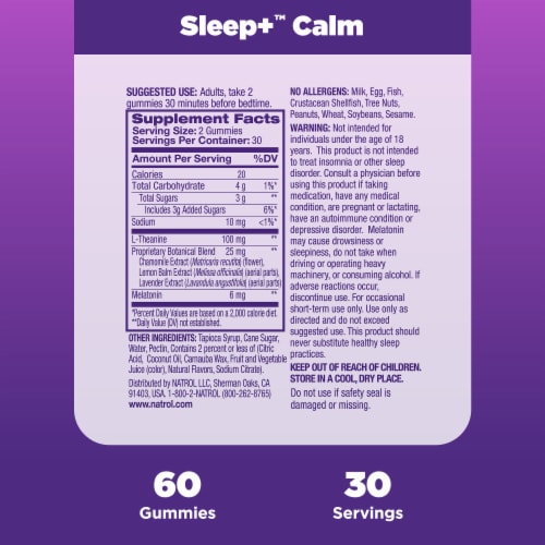 Natrol® Sleep+ Calm Sleep Aid Supplement Strawberry Flavored Gummies Perspective: bottom