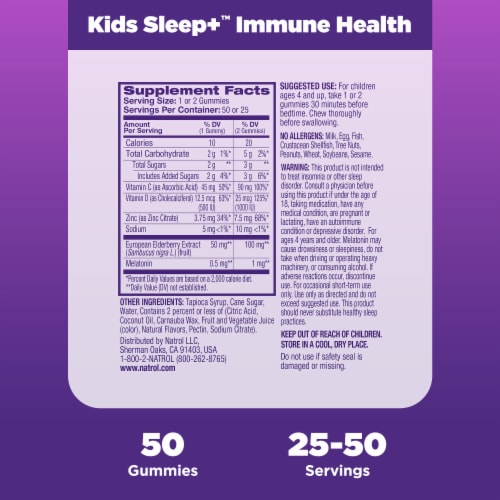 Natrol® Kids Sleep+ Immune Health Sleep Aid Supplement Berry Flavored Gummies Perspective: bottom