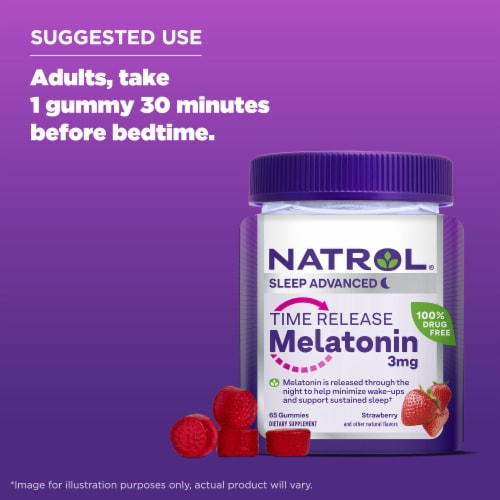 Natrol® Sleep Advanced Melatonin Strawberry Time Release Gummies 3 mg Perspective: bottom