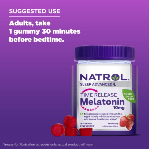Natrol® Sleep Advanced Melatonin Strawberry Time Release Gummies 10 mg Perspective: bottom