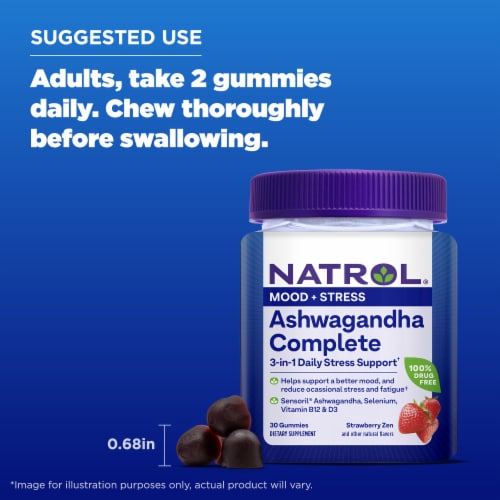Natrol® Mood and Stress Ashwagandha Complete Strawberry Gummies Perspective: bottom