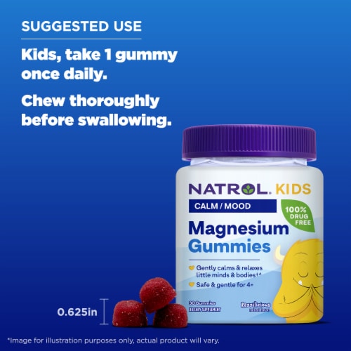 Natrol® Kids Calm and Mood Magnesium Raspberry Gummies Perspective: bottom