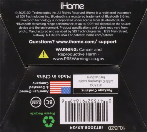 iHome Water & Shock Resistant Bluetooth Speaker - Black Perspective: bottom