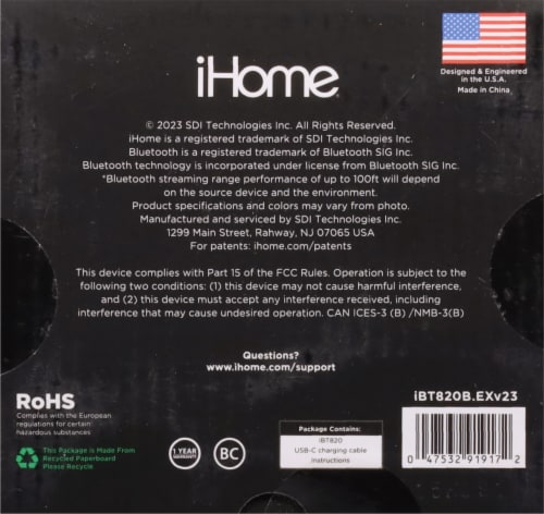 iHome Rechargeable Color Changing Waterproof Bluetooth Speaker Perspective: bottom